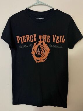 Pierce The Veil Black Short-Sleeve Graphic Tee with Orange Rose
